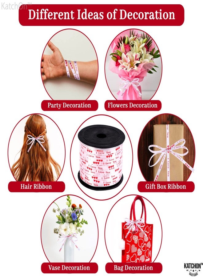 KatchOn, Red Valentines Day Ribbon -100 Yards | Red I Love You Ribbon for Valentines Day Decorations | Red Heart Ribbons for Crafts, Valentines Ribbons for Crafts | Valentines Day Gift Ribbons - Image 3